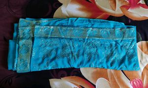 Sky Blue Gorgette Embroidery Saree 💙