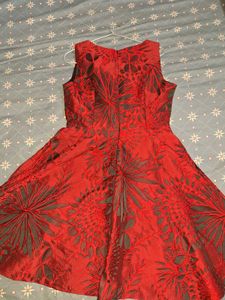 Red Floral Cutout Dress