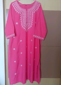 Pink Embroidered Kurta
