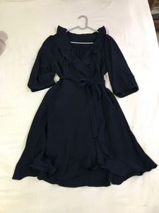 Dark Navy Blue Wrap Dress Fits S/M