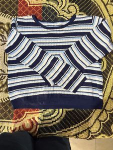 Women Top In Blue Color With Horizontal Line