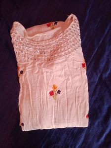 Preety Lovely White Floral Dress Full Length L Siz