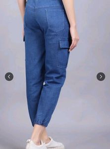 Women Denim Jogger Cargo Jeans