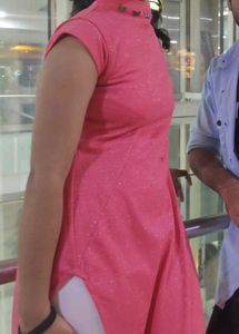 Pink Mock Neck Sparkle Dress