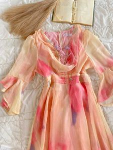 Peach Pink Ombre Flared Dress – Elegant & Ethereal