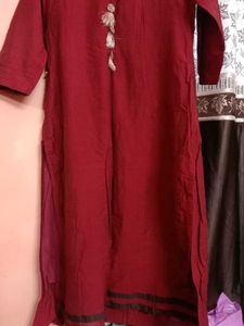 Burgundy Kurti With tassels