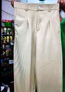 Beige Wide Leg Corduroy Pants