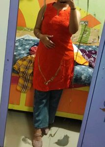 Sleeves Kurta🌈🌈 | Orange Kurti