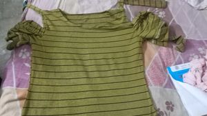 Striped Olive Green Top