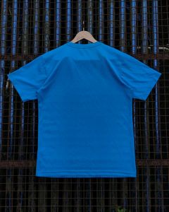 Korean Vintage Baggy Blue Graphic Print Tee Solid