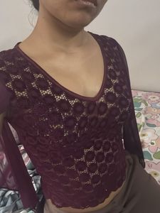 Burgundy Lace Long Sleeve Top