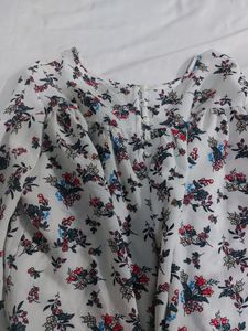 Floral Print Flared Top