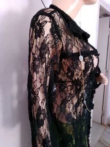 Black Net Shirt Top