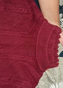 Maroon Turtleneck Knit Sweater or  highneck