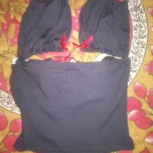 Navy Blue Bow Top