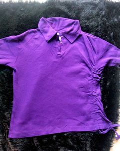 Crop Tie Knot Purple Cute Top