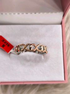 Sterling Silver &amp; Rose Gold &#39;X&#39; Ring