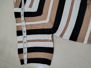 Knitted Striped Short Sleeve Top