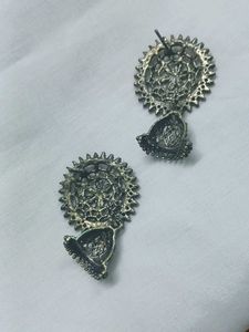 Oxidized Silver Jhumka Earrings