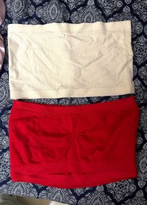 Tube Top Set of two ( red and beige)