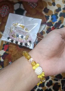 Yellow Charm Beaded Bracelet