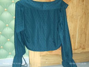 Ruffled Dobby Weave Crop Top