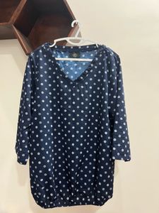 Navy Polka Dot Top