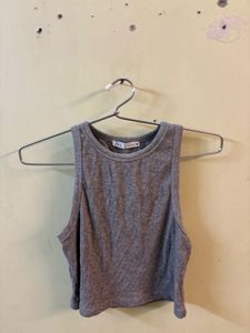 Zara Grey Ribbed Tank Top