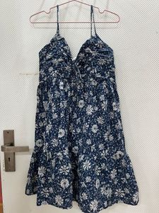 Boho Floral Navy Blue Summer Dress 🌿