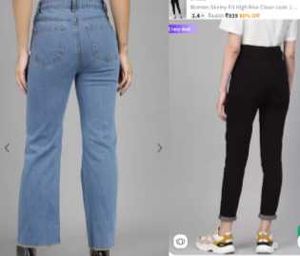 Light Wash Straight Leg Jeans 2set Black &amp; Blue