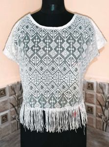 Size S/M 🎁Buy 2 Get 1 Free 🎁White Fringe Top