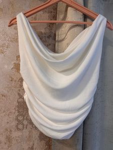 Uptownie White Off Shoulder Tank Top, Bust-34