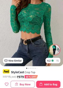 Stylecast Green Lace Long Sleeve Top