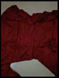 Burgundy Polka Dot Churidar Set Of Embroidery Kurt