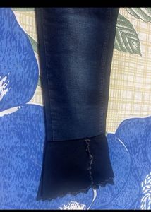 Women Blue Jeans With Flare Bottom