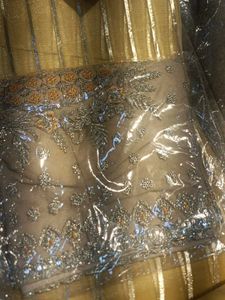 Gold Striped Saree Readymade Blouse