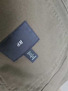 H&amp;M Mens Collection | Khakhi Green Canvas Shacket
