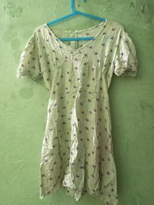 Flored Printed Short Green Maxi Dress
