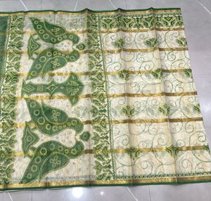 Elegant Green & Gold Saree - New