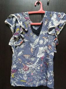 Printed Ruffle Top