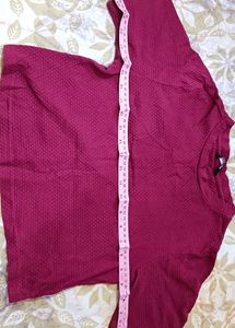 Burgundy Textured Crop Top