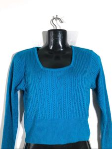 Teal Knitted Crop Sweater
