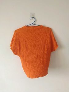 Original Zara Stretchy Orange Crinkle Top