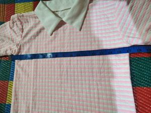 Pink Striped Collared Top