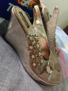 Sparkly Floral Wedge Sandals