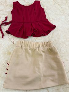 Girls' Red Top &amp; Skirt Set
