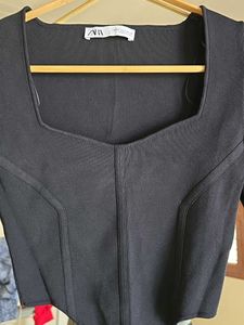 ZARA Knit Black Corset Top