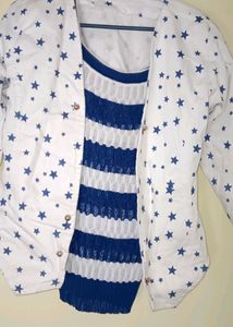 Coat and Top White &amp; Blue Colour Verry Nice Combination