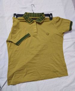 Olive Green Collar T-shirt For Office
