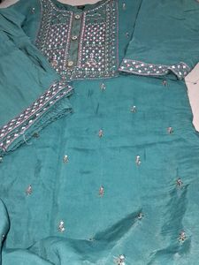 Sea Green Embroidered Kurta Set